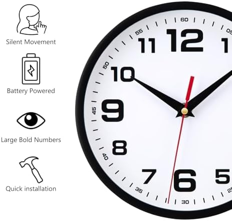 Wall Clock Silent Non-Ticking 12 Inch Clocks Battery Operated - Image 2