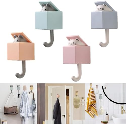 4Pcs Cute Self Adhesive Wall Hooks by FUZSKWID