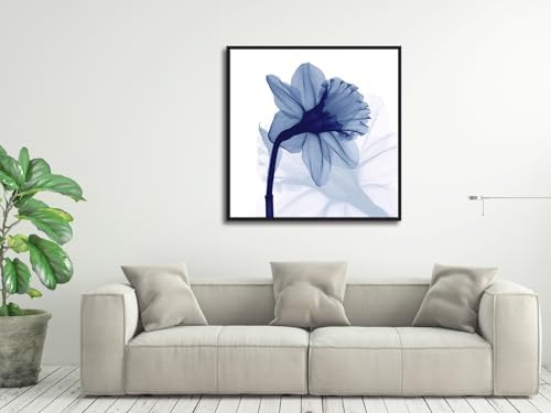 Pyradecor Large Black Framed Wall Art One Panel Blue Flickering Flower - Image 4