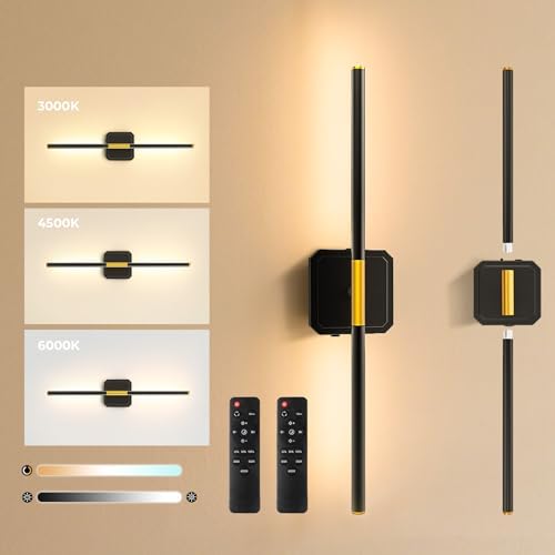 Battery Operated Wall Sconces 360°Rotate Detachable Dimmable Set of 2 by GvvooHome