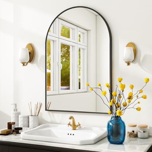 VooBang Arched Wall Mirror, 24 x 36 inch Arch Bathroom Mirror Black - Image 6
