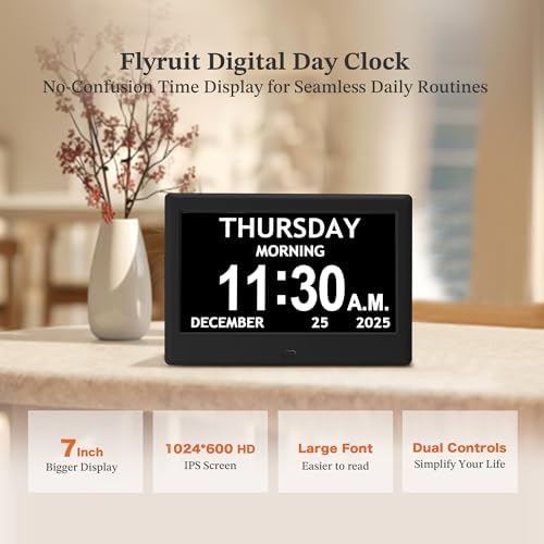 7'' Dementia Clocks for Seniors, Large Display Digital Clock - Image 2