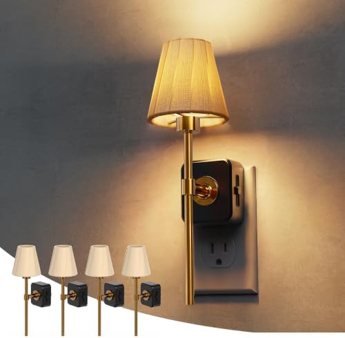 L LOHAS LED Night Lights Plug into Wall, Pleated Fabric Cover Night Light by LLOHASLED
