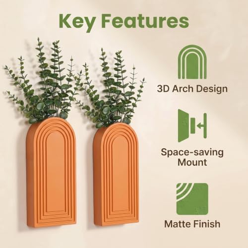 Dnnnii 2 Pack Wooden Wall Vase Set - Image 4