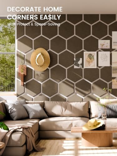 Fluxynara 8-Pack Hexagon Felt Bulletin Board Tiles, Olive Brown - Image 4