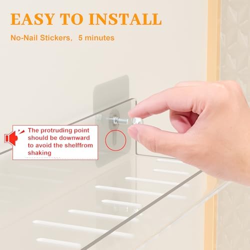 LAZYROSY 4 Pack Floating Shelves – Clear Acrylic/PET Wall-Mounted No Drill - Image 6