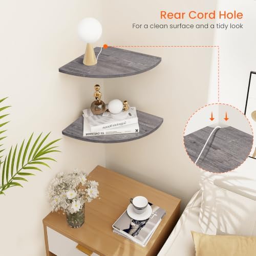 Homode Corner Shelf Wall Mount, Round Corner Floating Shelves Set of 2 - Image 4