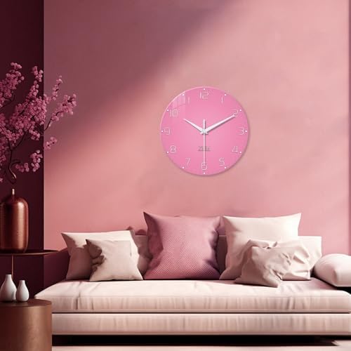 XNM Glass Pink Analog Clock Battery Operated 16 Inch - Image 4