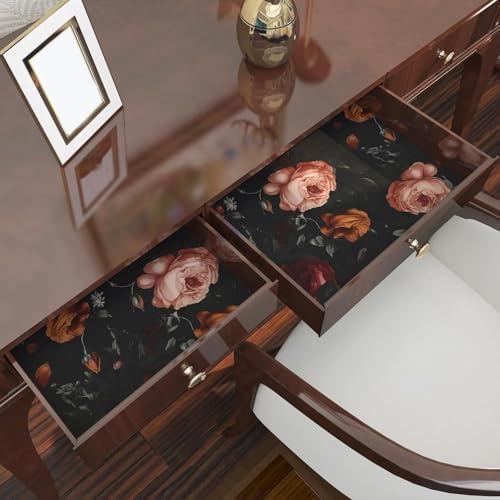 Laatse Gothic Black Orange Rose Floral Wallpaper Peel and Stick 17.5"x118" - Image 3