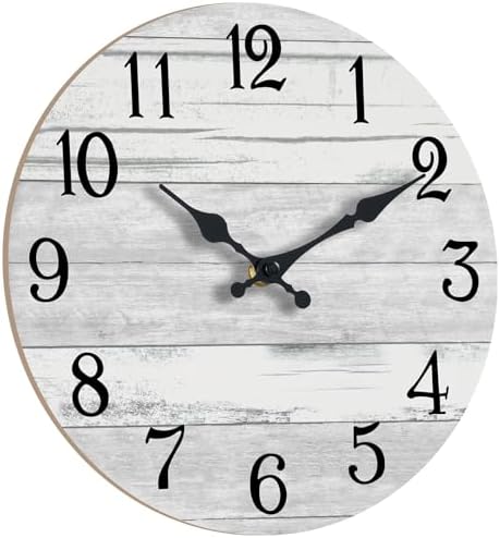 KECYET 14 Inch Wall Clock Battery Operated Gray White Silent Farmhouse - Image 3