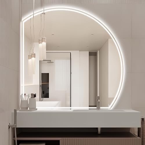 Niccy Half Moon LED Bathroom Mirrors, Irregular Backlit Vanity Mirror by Niccy