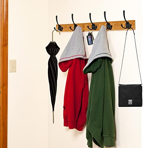 IBosins 18 Pack Black Big Heavy Duty Three Prongs Coat Hooks - Image 3
