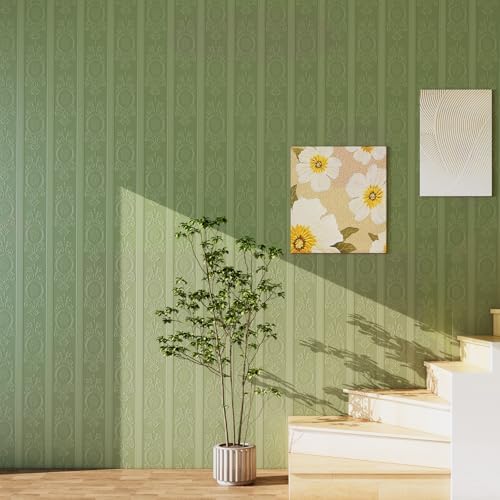 JiffDiff Green 3D Embossed Textured Peel Stick Wallpaper 17.3"x120" - Image 5