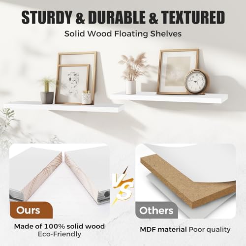 16x5.8x0.8in Floating Wall Shelves Rustic Solid Wood 4-Pack - Image 4