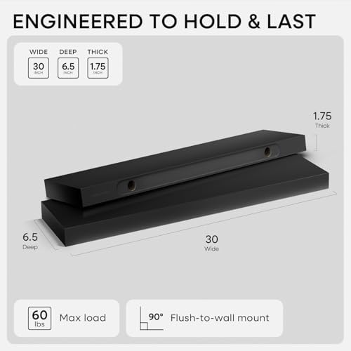 Homeforia 30 Inch Floating Shelves, High-End Solid Pine Wood - Image 2