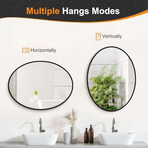 Delma 32x24 Black Oval Bathroom Mirror - Image 5