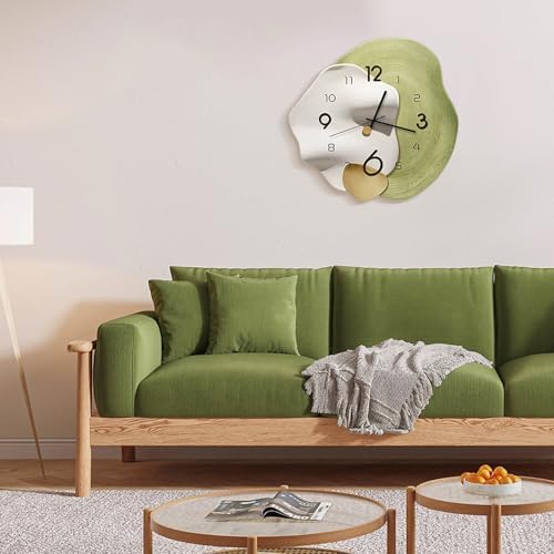Ergocar Wall Clock, Art Deco Without Ticking Sounds Modern Crystal Porcelain - Image 2