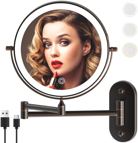 8" Wall Mounted Makeup Mirror, Oval Base, Oil Rubbed Bronze by MIROAMZ