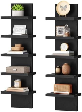 HOOBRO 5 Tier Wall Shelf Unit for Storage, 2 Pack Floating Shelves for Wall by HOOBRO