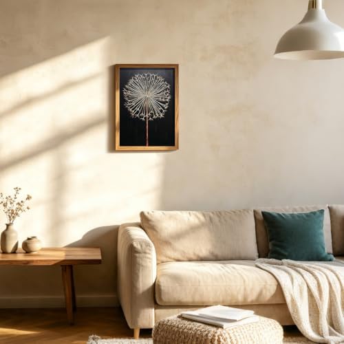 RZIGERNO Vintage Framed Dandelion Wall Art Canvas Print Modern Minimalist - Image 3