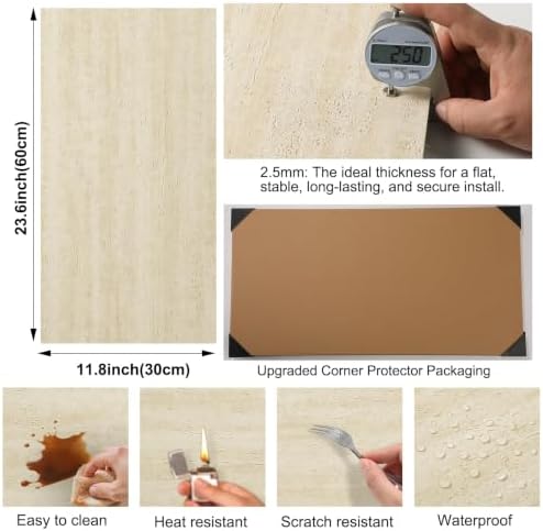 50Pcs 3D Faux Stone Wall Panels 23.6"X11.8" Beige Textured Tiles Peel and Stick - Image 6