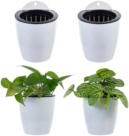 MyGift 5 Inch White Self Watering Wall Planter Pots by MyGiftHome