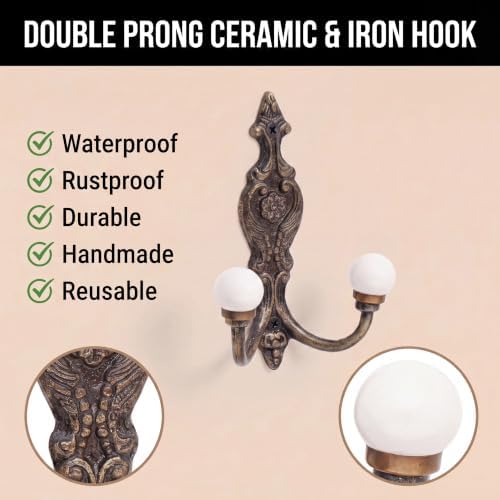 Indian Shelf 6-Pack White Ceramic Double Wall Coat Hooks - Image 3