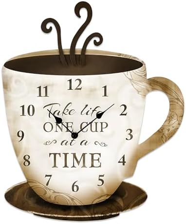 Young's Wood Take Life Coffee Wall Clock, Decorative Kitchen Wall Clock by YoungsInc