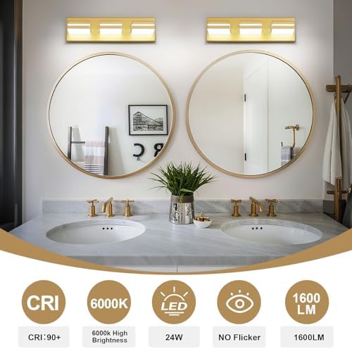 Modern LED Small Gold Acrylic Bathroom Lights Fixtures 3-Light - Image 5