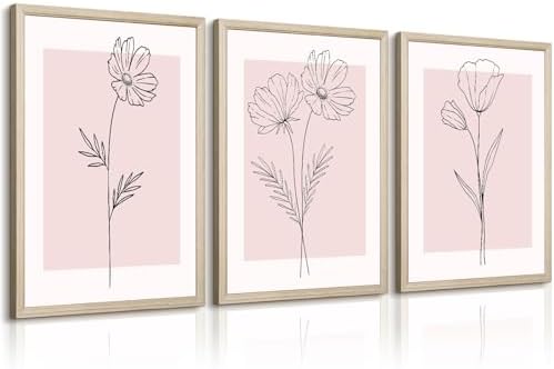 Pink Wall Art Pictures Decor Blush Pink Flower Canvas Painting Floral Botanical by Baccone