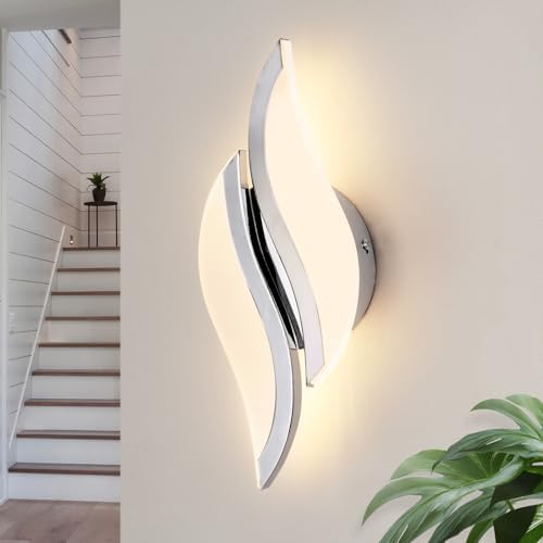 CANEOE Modern LED Wall Sconce 6000K Chrome Indoor Wall Light Fixtures Acrylic by CANEOE