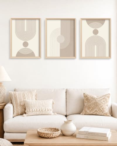 HesenDot Neutral Abstract Framed Wall Art, Modern Geometric Canvas Prints - Image 4
