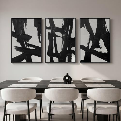 Large Framed Black and White Abstract Wall Art - Image 3