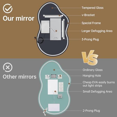LOVESPEJO Irregular Backlit Mirror Bathroom 40"x24", LED Mirror - Image 2