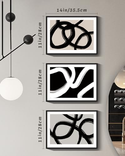 Drsoum Black Abstract Framed Wall Art Decor Duotone Minimal Dark Brush Stroke - Image 3