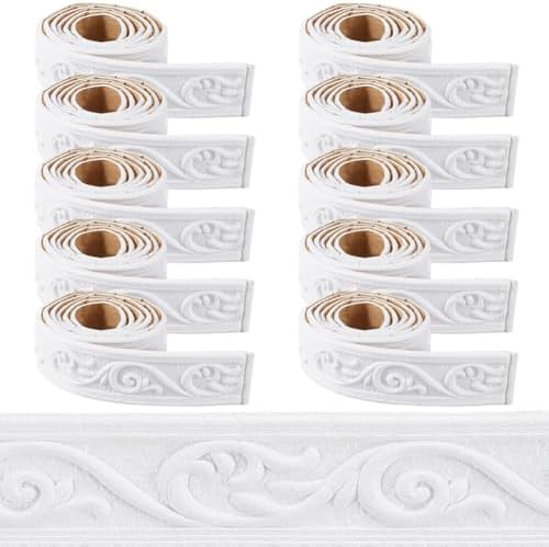 CRASPIRE 10 Rolls 73.8Ft Long White Molding Wall Trim Vintage Crown Wallpaper by CRASPIRE
