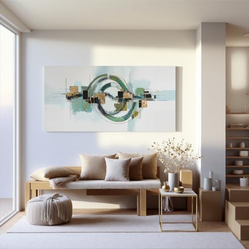YISXINOAG Sage Green Gold Geometric Wall Art Minimalist Abstract 20"X40" - Image 2