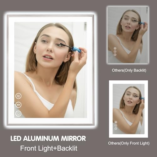 24x36 Inch LED Mirror for Bathroom, Brushed Nickel Frame - Image 5