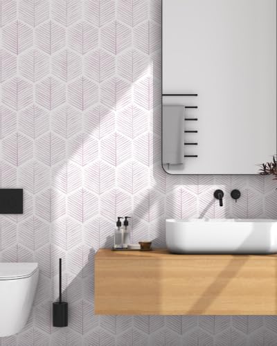 OSECAGE Geometric Peel and Stick Wallpaper Pink Contact Paper 17.3''×591'' - Image 2