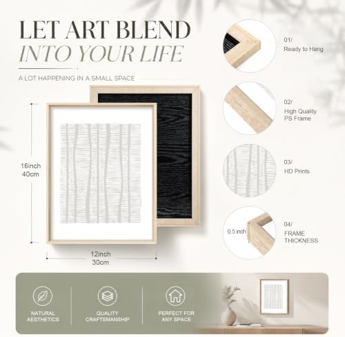Aryroi Beige White Abstract Neutral Framed Canvas Wall Art Set- 12"x16"x3 - Image 6