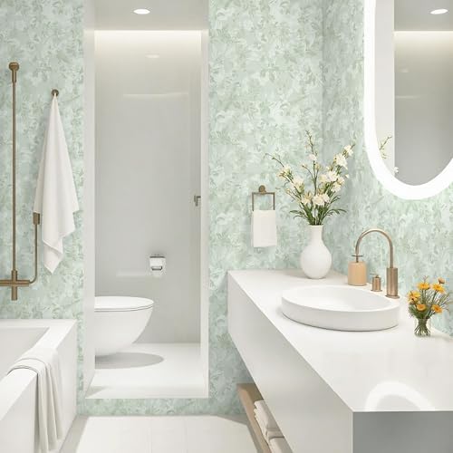 Dimoon 17.3" X 385" Peel and Stick Wallpaper Floral Boho Green Contact Paper - Image 6