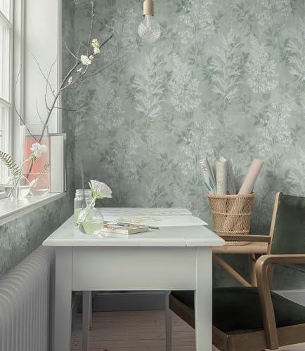 EeeComing Sage Green Vintage Plants Peel and Stick Wallpaper Cottage Self - Image 4