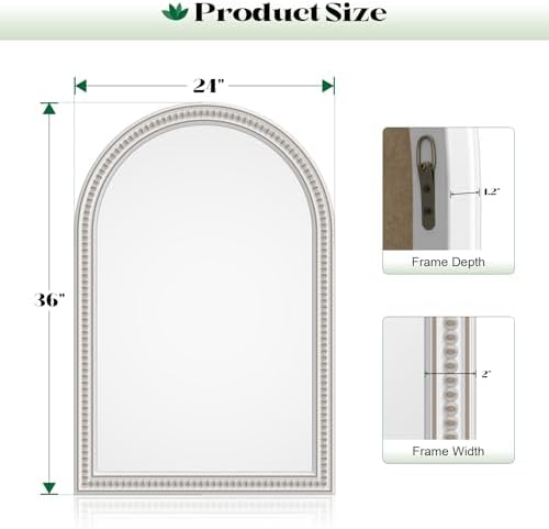 Farmhouse Arched Wall Mirror, Arch Rustic Wooden Frame Decorative Wall Mirrors - Image 3