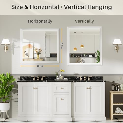Briivue Bathroom Wall Mirror, 36x32 Inch - Image 6