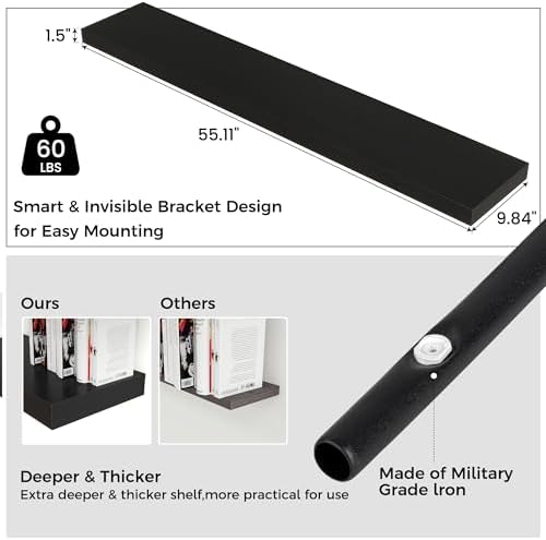 55" Wide x 10" Deep Floating Shelves - Image 3