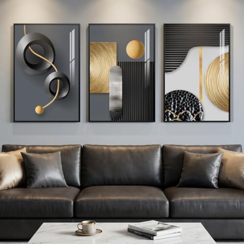Framed Modern Elegant Wall Art for Living Room, 3 Piece 20x30 In by Cuspin