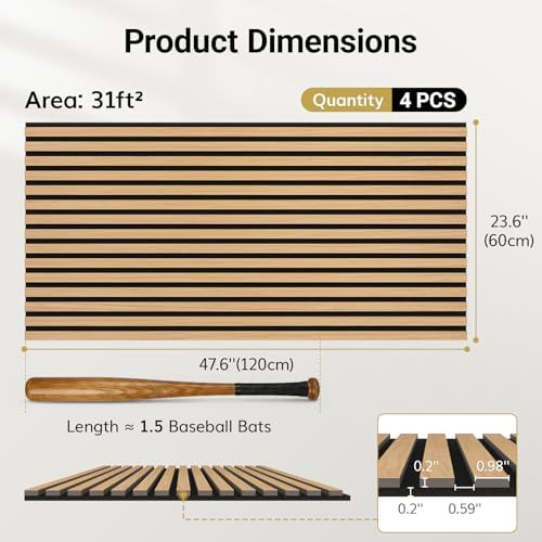 TONOR Wood Wall Panels for Interior Wall Decor-4 Pack 47.2" x 23.6" - Image 4