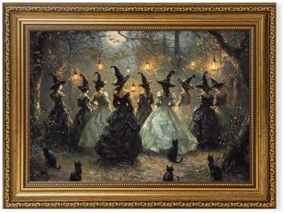 Halloween Vintage Witch in Forest Canvas Wall Art by FramedCanvasWallArt