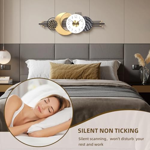 38x14 Inch Modern Silent Wall Clock, Sleek Statement Decor - Image 4