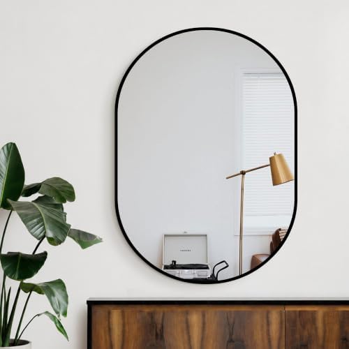 Delma 40x28 Black Oval Bathroom Mirror - Image 6
